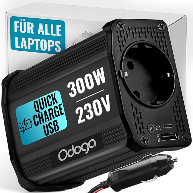 Odoga 300-W-Wechselrichter fürs Auto mit USB-C