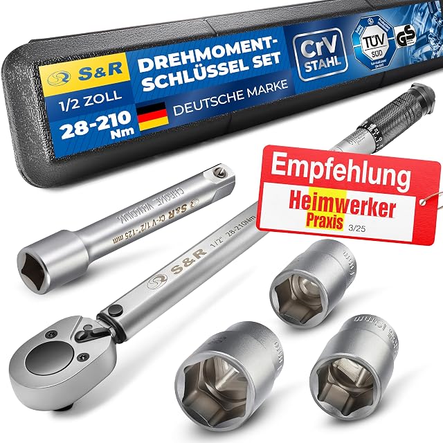 S&R 1/2-Zoll-Drehmomentschlüsselsatz mit Nüssen